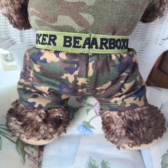 Vintage Army "Major Cutie" Teddy Bear Brown Plush Stuffed Animal W/ Camo Outfit - Picture 9 of 10